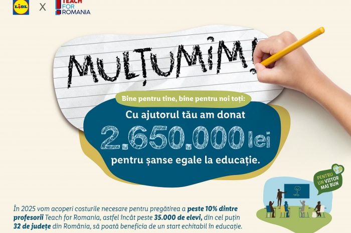 Lidl Romania invests 2.65 million lei in quality education through the Teach for Romania program